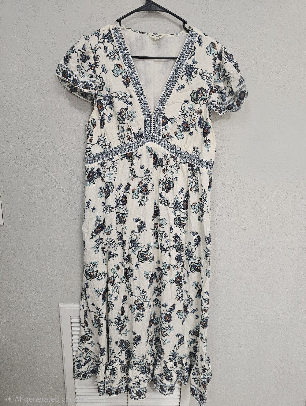 Mac Studio London Floral Midi Dress 1X Cottagecore Boho Empire Waist Dress